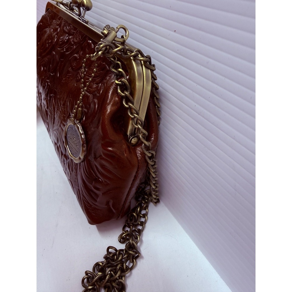 Patricia Nash Small purse Potenaz Leather Clutch BRITISH TAN CHAIN STRAP NWTS - Picture 9 of 10